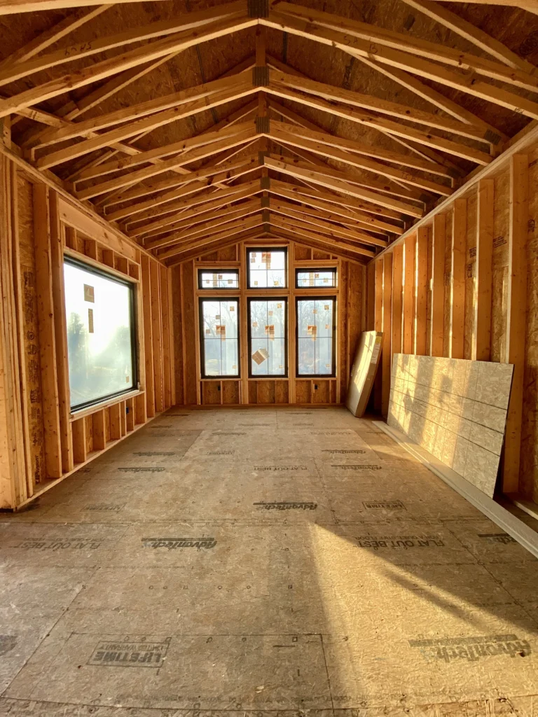 Framed out alcove with window and sun beam